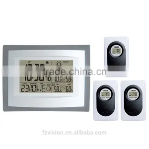 Wireless Weather Station With 3 Sensors , Wall/Table Clock Weather Station, Weather Station Hygrometer as a Gift thumbnail-1