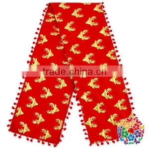 Cute Design Soft Christmas Deer Print Pom Pom Tassel Scarf for Kids thumbnail-5