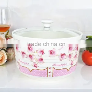 9" Ceramic Microwave Pot With Glass Lid thumbnail-2