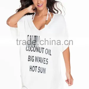 Casual Women Summer Style Letter Print Summer Bathing Suit Cover Up Beach Dress For Swimwear Wholesale Custom thumbnail-2