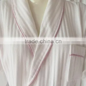 Tow Colors Hotels Unisex White Thick Absorbent Soft Cotton Robe Winter Long Sleeve Bathrobes Women Warm Stripe Waffle Bathrobes thumbnail-6