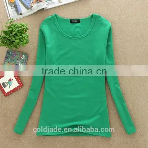 Lady Fashion 100%cotton Top Plain Women Long Sleeve t Shirt thumbnail-5