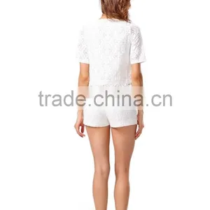 Fashion Design Crochet Scallop Hem Crop Top And Short 2pcs Co-ord Set thumbnail-4