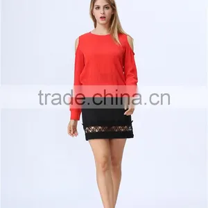 Round Neck Cutout Shoulders Design Accept Small Order Quantity Factory Price Fashion Casual Women Tops/Blouse thumbnail-5