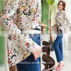 2017 Summer Print Tunic Tops Long Sleeve Womens Shirts thumbnail-6