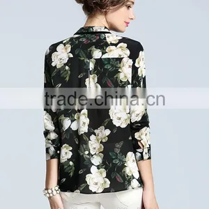 Best Selling Summer Elegant Design Floral Print Shirts for Women thumbnail-5