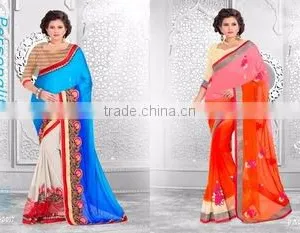 Season Special Designer Embroidery Saree in Lace Border & Glamour Looking thumbnail-1