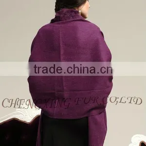CX-B-P-28B Fashion Pashmina Shawls 100% Wool Real Rabbit Fur Pashmina Scarf thumbnail-3