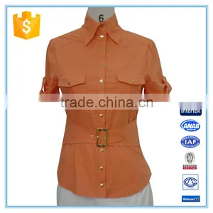 Women Clothing New Blouse Front Neck Design With Belt thumbnail-1