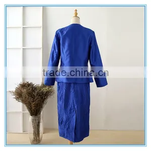 100% Polyester Three-piece Suit Dark Blue Wholesale Women Church Suits thumbnail-3