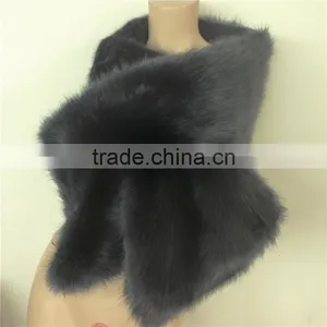 White Color Fashion Winter Knitting Fur Scarf Factory thumbnail-2