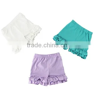 2017 New Fashion Little Girls Clothing Cotton Solid Blank Many Colors Girls Ruffle Shorts thumbnail-2
