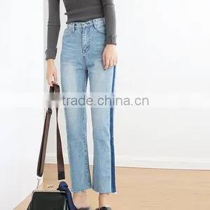 4487 Runwaylover Hot Sale Ladies Side Blue Denim Jeans thumbnail-2