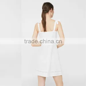 2017 Hot Style Women off Shoulder Sexy Short Square Neckline Bow Linen Dress thumbnail-2