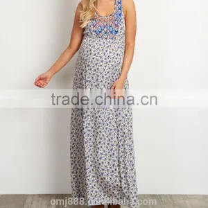 Sexy Women Plus Size Clothing Floral Embroidery Maternity Maxi Dress thumbnail-1