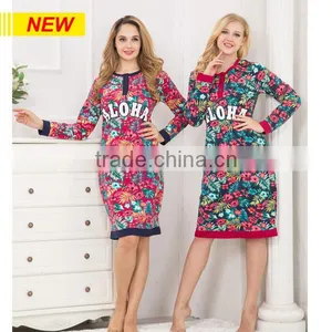 CUSTOM WHOLESALE TOP DESIGN WINTER FANCY COUPLE NIGHTDRESS POLYESTER COTTON ARABIC WOMEN NIGHT GOWNS thumbnail-1