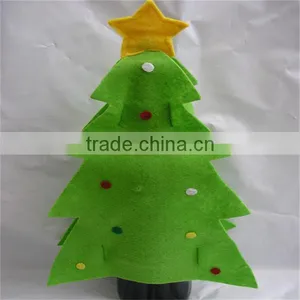 Green Christmas Tree Felt Wine Bottle Size Small Gift Bag/wrapping thumbnail-1