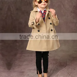 Latest Fashion Firls Clothing Double Buckle Long Sleeve Girls Trench Coat thumbnail-2