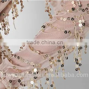 New Long Sleeves Deep V Sexy Dress Net Yarn Tassel Sequins Skirt Summer thumbnail-6