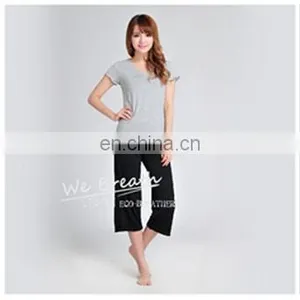 Women's Bamboo Jersey Spring Summer Pajama Lounge Pants 3/4 Length thumbnail-5