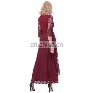 Belle Poque Retro Vintage 3/4 Sleeve Crew Neck Ankle-Length Lace Evening Dress BP000318-1 thumbnail-5