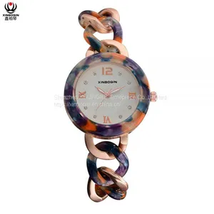 XINBOQIN Manufacturer Custom Brand New Style Casual Fashion High Quanlity Luxury Wood Japan Movt Quartz Acetate Women's Watch thumbnail-3