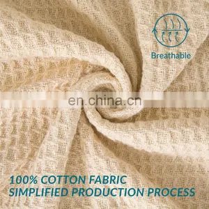 High Quality Cotton Material Fade Resistance Sand Wash Waffle Blanket thumbnail-4