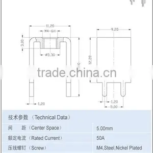Center Space 10.00mmTerminal Accessory 50A PCB Terminal Accessories Components thumbnail-2