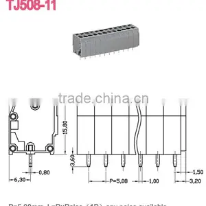 PCB Screwless Terminal Block Connector Dual Row 300V 12A 12-28 AWG TJ508-11 thumbnail-1