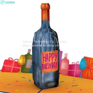 Vintage Wine 3D Pop-up Cards Best Happy Birthday Party Celebration Greeting Cards for Dad thumbnail-2