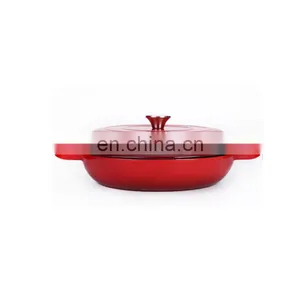 Enamel Cast Iron Cookware Set Pots And Pans Shallow Turkey Seafood Casserole thumbnail-3