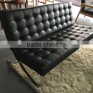 Modern Leather Barcelona 3 Seaters Sofa thumbnail-1