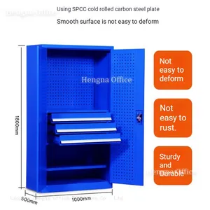 Lockable Industrial Steel Tool Cabinet - 1000mm Width Storage Cupboard With Reinforced Hinges for Power Tools and Spare Parts Storage thumbnail-1