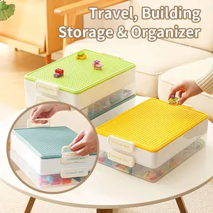 Kids Large Plastic Stackable Toy Storage Box Home Organizer Container Bin With Building Brick Blocks Base thumbnail-5