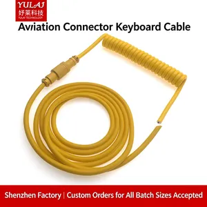 1.8m Coiled Type-C to USB a TPU Mechanical Keyboard Space Cable With Detachable Aviator Connector for Gaming Keyboard thumbnail-1