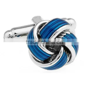 2016 New Fashion For Men Stainless Steel Knot Blue Cufflinks thumbnail-1