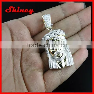 Iced Out Hip Hop 2014 Fashion Jewelry 18k Gold Mens Necklace Jesus Head Jesus Pendant thumbnail-1