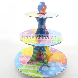 3 Tier Wedding Baby Shower Supplies Cardboard Cake Holders, Party Paper Cupcake Stand thumbnail-1