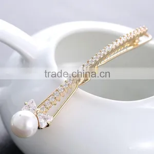 HappyBaby Shinning Pearl Barrettes CZ Diamond Rhinestone Headwear Hair Clips Hairpin Hair Pin BB Clip thumbnail-3