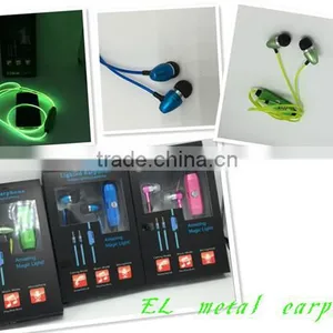 In-ear High Quality Custom Fashion el Light Earphone Wholesale Sports Cool Flash el Wire Earphones thumbnail-6