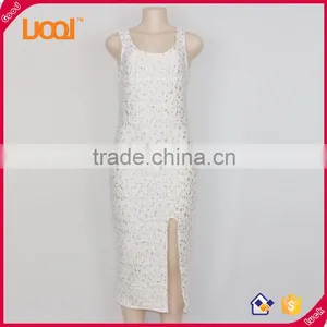 Customized Wholesale Women Evening Dress 2016 White One-piece Dress thumbnail-1