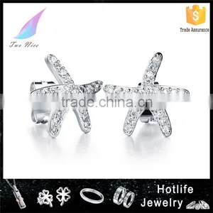 Professional China Supplier Zircon Rhodium Plated Starfish Earring thumbnail-1
