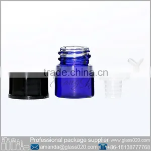 Blue 1ml Vial Glass Bottle With Black Bcap thumbnail-2