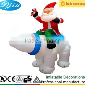 DJ-XT-65 Inflatable Christmas Santa on Polar Bear With Candy Airblown Music Decoration thumbnail-1