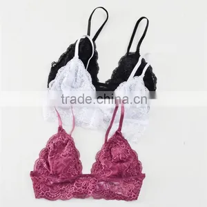 Floral Lace Bra Lacy Bralette Wavy Hem Scalloped Bralette Spaghetti Lined un Padded Sheer Bralette thumbnail-1