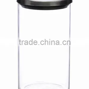 Brushed Stainless Steel Cover Borosilicate Glass Food Storage Jars thumbnail-1