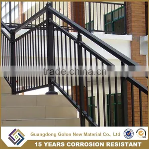 Aluminum Material and Flooring Mounted Modern Metal Stair Railings thumbnail-2