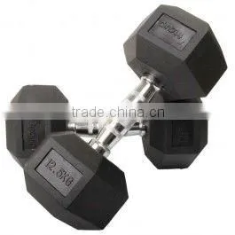 Crossfit Black Rubber Coated Hex Dumbbells thumbnail-1