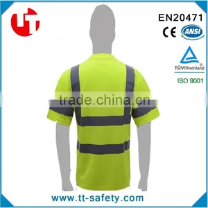 China Yellow Safety Reflective Short Sleeve High Visibility Shirts Wholesale thumbnail-2