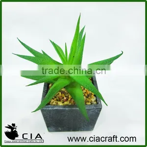 PVC Small Mini Artificial Potted Aloe Plant in Black Pulp Pot for Wholeselling thumbnail-1